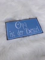 Deko, Schild, Opa ist der Beste, blau, Geschenk, Blechschild