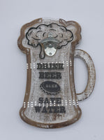 Flaschenöffner, Wandhänger, Papa, Vatertag, Freund, Geschenk, Holz, Bierform „Drink Beer…“ 37x26x2