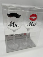 1 Paar, Mr und Mrs, Glas, Pärchenglas, Wedding, Geschenk, Hochzeitstag