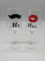 1 Paar, Mr und Mrs, Glas, Pärchenglas, Wedding, Geschenk, Hochzeitstag