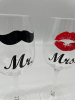 1 Paar, Mr und Mrs, Glas, Pärchenglas, Wedding, Geschenk, Hochzeitstag