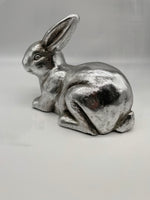 Dekofigur, Hase, Osterhase, Dekoration, Osterdekoration, Ostern, Silber, Dekohase, Länge: 26cm, Höhe: 23cm, Tiefe: 15cm